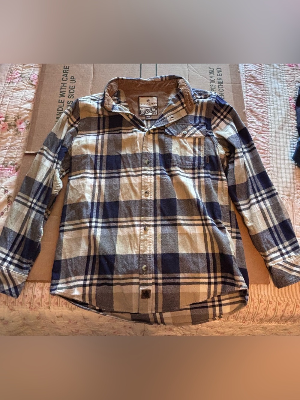 Legendary Whitetails Navy, Cream & Brown Plaid Flannel Shirt